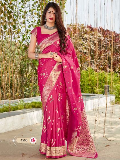 Pink Colour Banarasi Silk Weaving Saree.