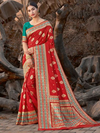 Red Colour Silk Designer Saree.