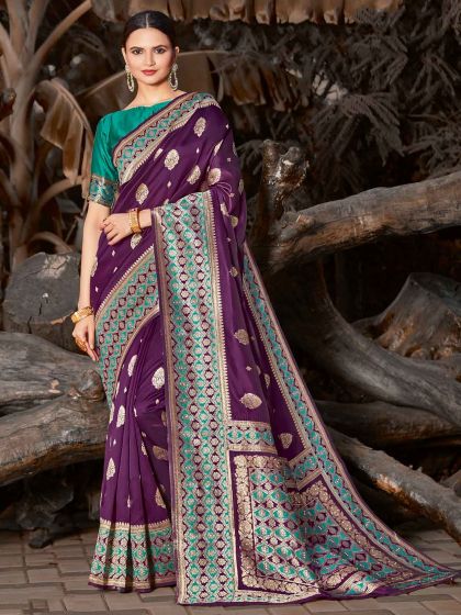 Purple Colour Silk Designer Saree.