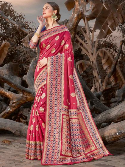 Silk Designer Saree Pink Colour.