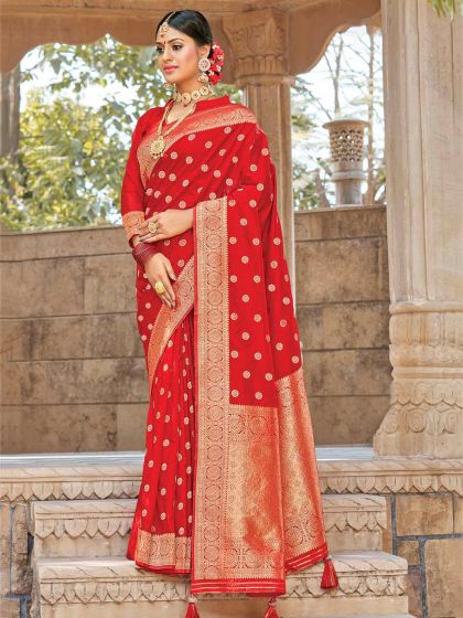 Red Colour Silk Weaving Saree.
