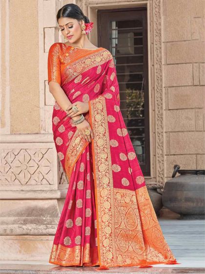 Silk Designer Saree Pink Colour.