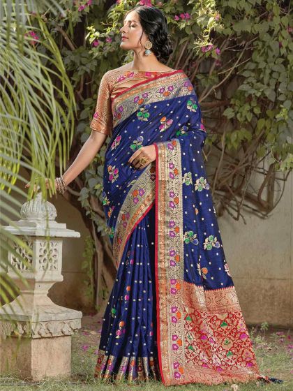 Blue Colour Silk Party Wear Saree.