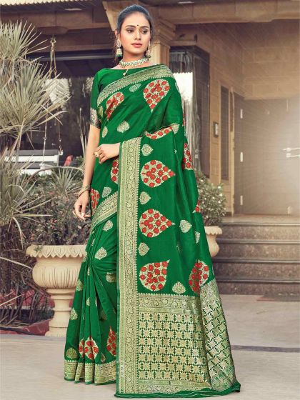 Green Colour Silk Fabric Saree.