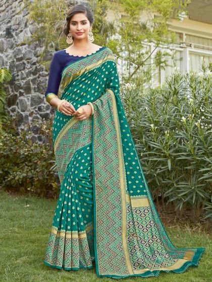 Green Colour Silk Traditional Saree.