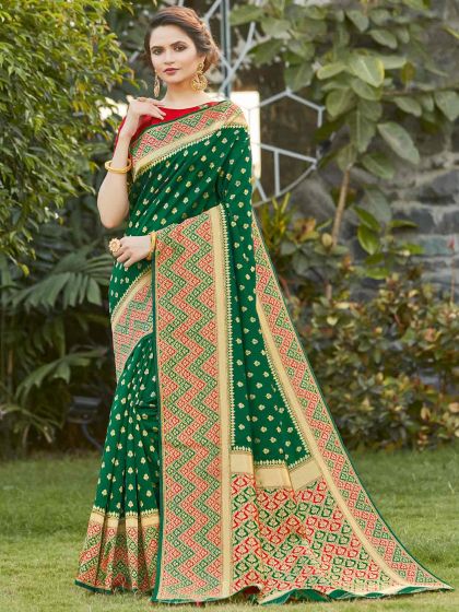 Green Colour Silk Traditional Saree.