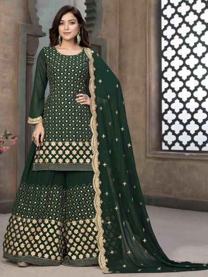 Green Colour Georgette Fabric Designer Salwar Suit.