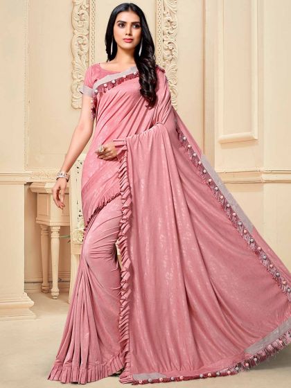 Pink Colour Fancy Women Saree.