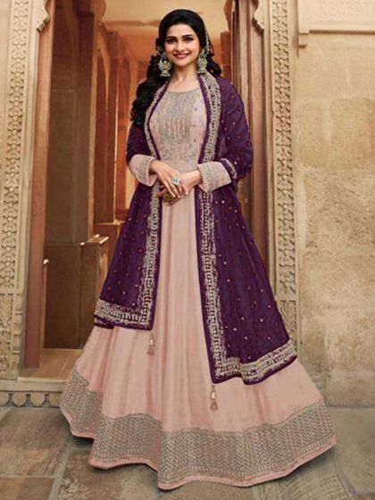 Peach Colour Silk Designer Salwar Suit.