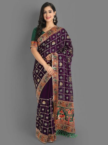 Purple Colour Silk Designer Saree.