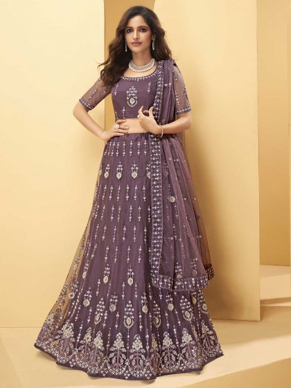 Net Designer Lehenga Choli Purple Colour.