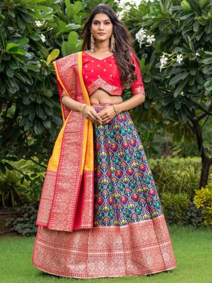 Blue Colour Silk Lehenga Choli.