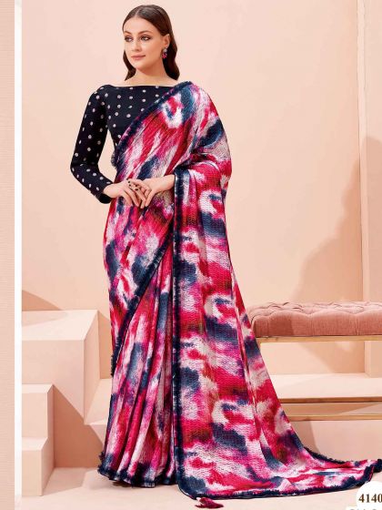Pink Colour Georgette Fabric Designer Saree.