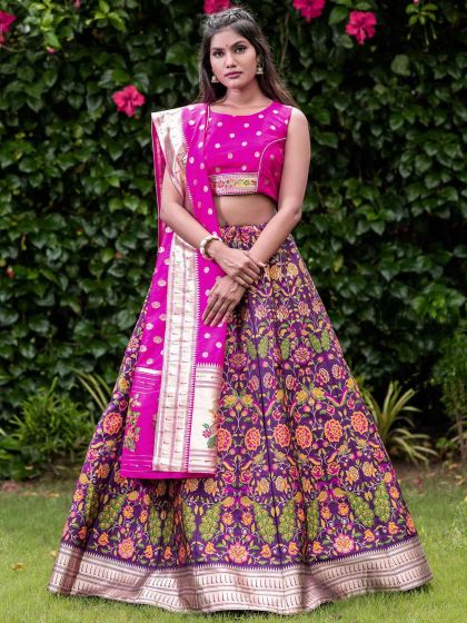 Purple Colour Silk Fabric Women Lehenga Choli.