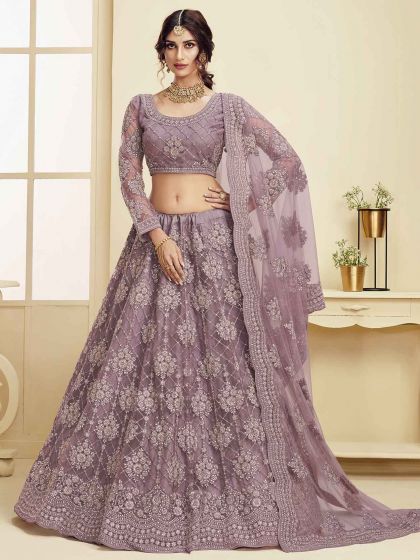 Purple Colour Party Wear Lehenga Choli in Net Fabric.