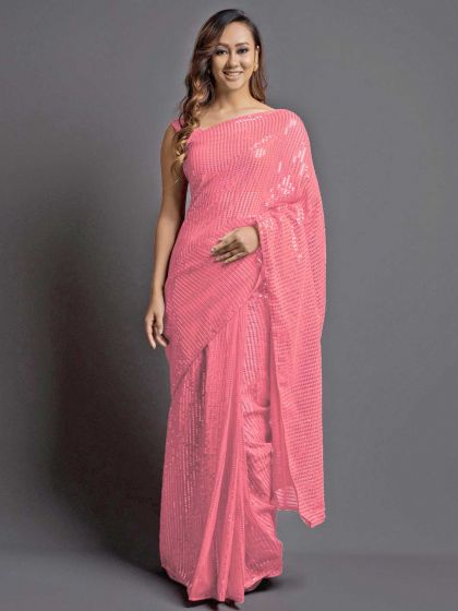 Pink Colour Party Wear Saree.