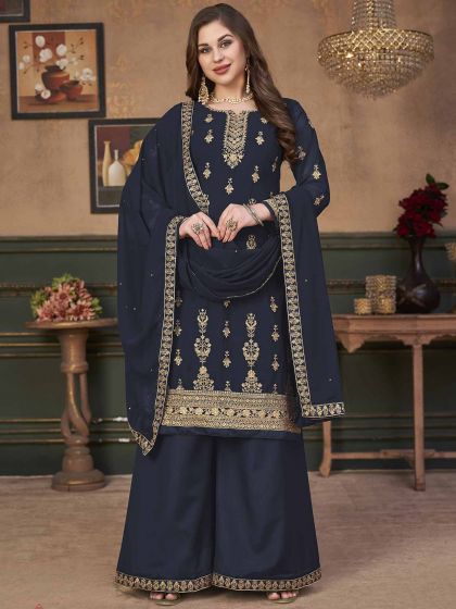 Blue Colour Party Wear Salwar Suit.