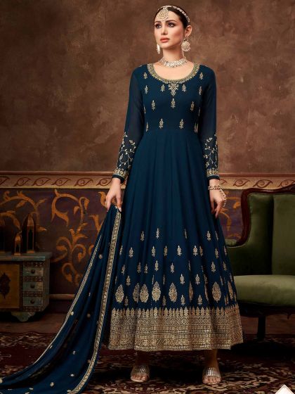 Blue Colour Salwar Kameez in Georgette Fabric.