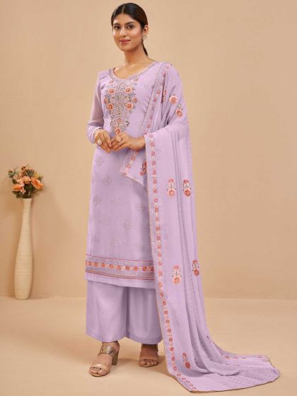 Purple Colour Salwar Kameez in Georgette Fabric.