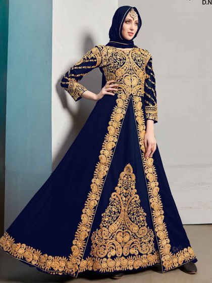 Blue Colour Georgette Fabric Salwar Kameez.