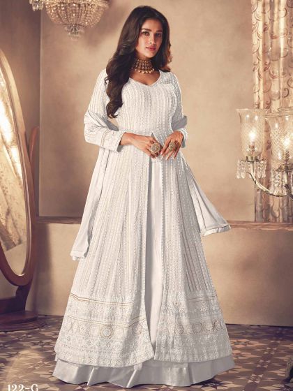 Off White Colour Designer Anarkali Salwar Kameez.