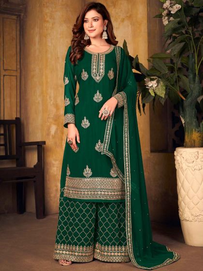 Green Colour Georgette Fabric Salwar Kameez.