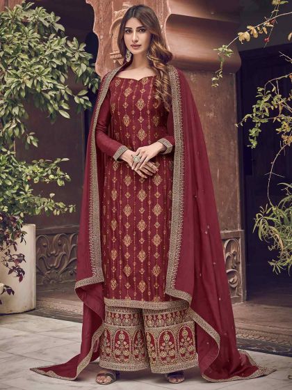 Maroon Colour Indian Designer Salwar Suit.