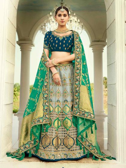 Grey Colour Imported Fabric Designer Lehenga.