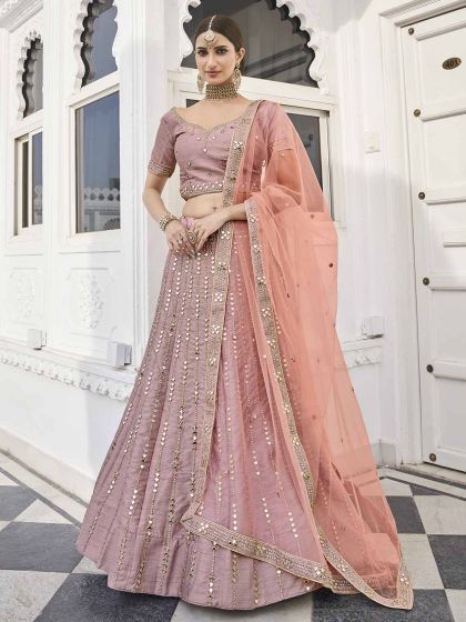 Rose Pink Colour Silk Designer Lehenga Choli.