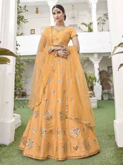 Yellow Colour Silk Women Lehenga Choli.