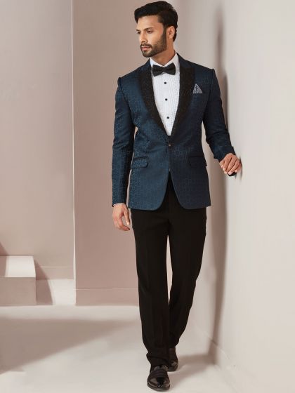 Blue Cocktail Tuxedo With Hand Work