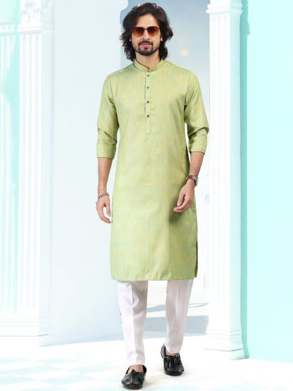 Green Festive Kurta Pyjama With Prints