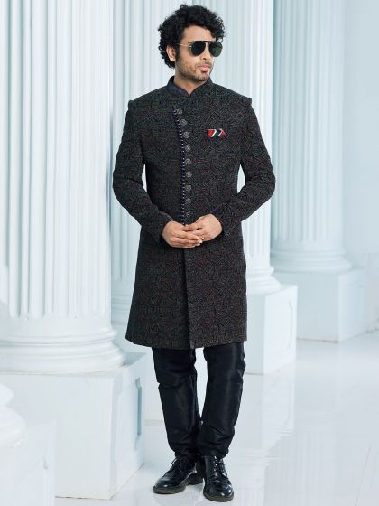Grey Angrakha Style IndoWestern For Mens
