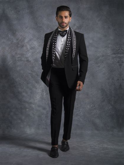 Black Tuxedo Suit For Mens With Double Lapel Style