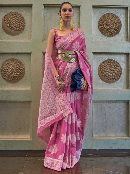 Purple Festive Saree With Chikankari Work