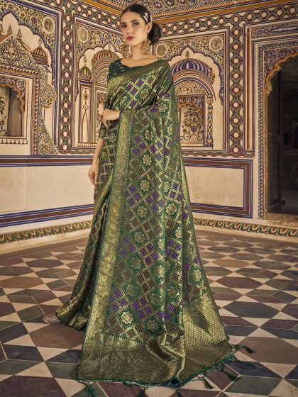 Green Woven Festive Saree In Art Silk