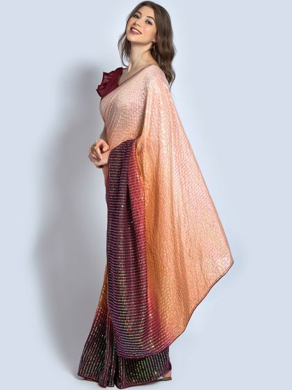 Multicolor Sequined Party Wear Saree