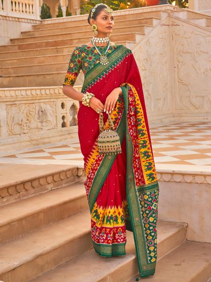 Red Festive Patola Printed Silk Saree