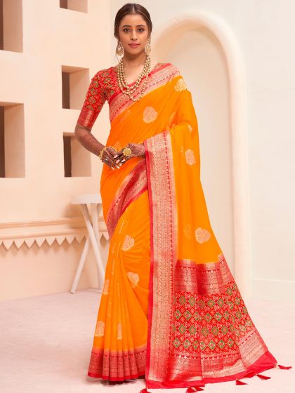 Yellow Zari Woven Traditional Saree In Silk