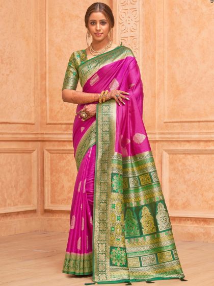 Purple Zari Woven Silk Saree