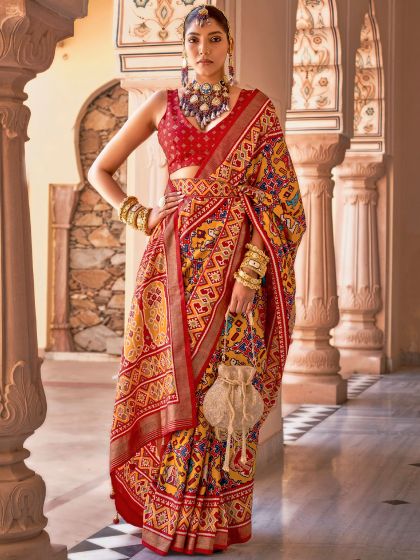 Yellow Festive Silk Saree With Blouse