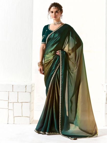 Green Ombre Shaded Bridesmaid Wear Saree