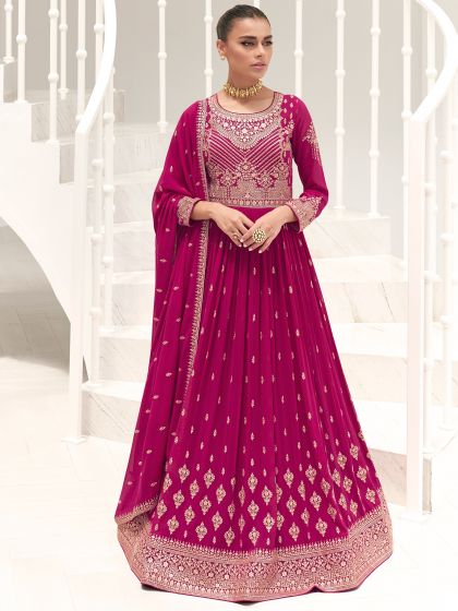 Pink Sequins Embroidered Salwar Kameez With Dupatta