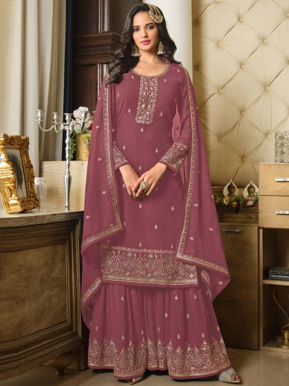 Pink Sequins Suit with Dupatta 