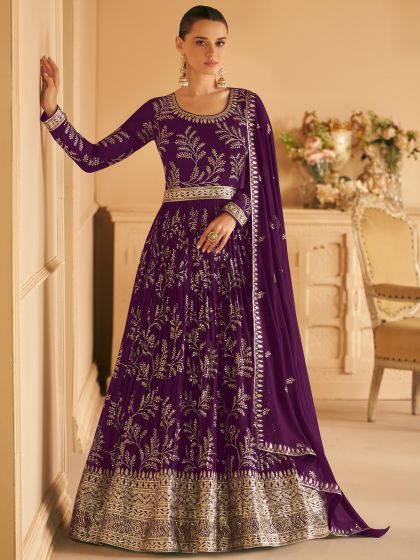 Purple Designer Salwar Kameez With Dupatta