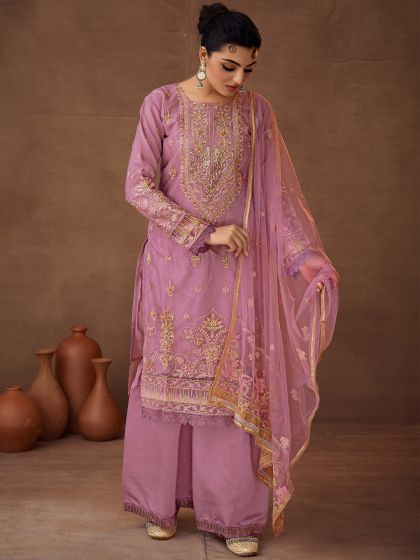 Purple Pakistani Salwar Kameez With Dupatta