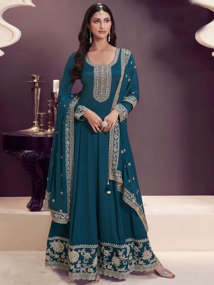 Blue Sequins Work Enhanced Salwar Kameez