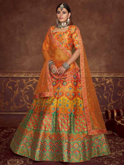 Multicolor Painted Lehenga Choli In Art Silk