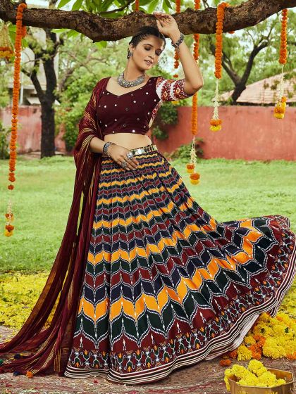 Multicolor Printed Lehenga Choli In Cotton