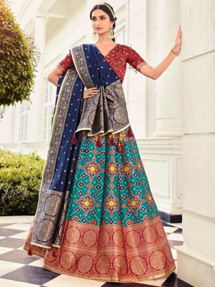 Blue Banarasi Silk Traditional Lehenga Choli